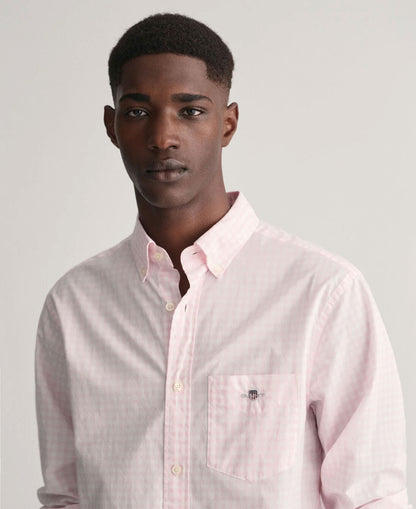 Regular Fit Gingham Poplin Shirt - Light Pink