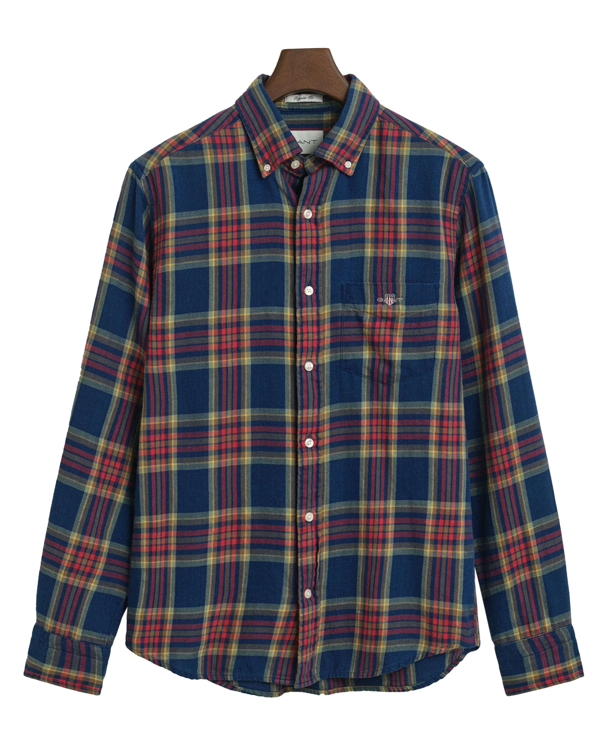 Regular Fit Indigo Twill Check Shirt - Indigo