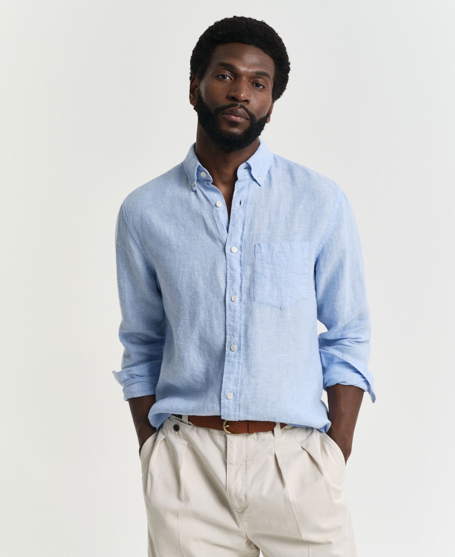 Regular Fit Linen Shirt - Capri Blue