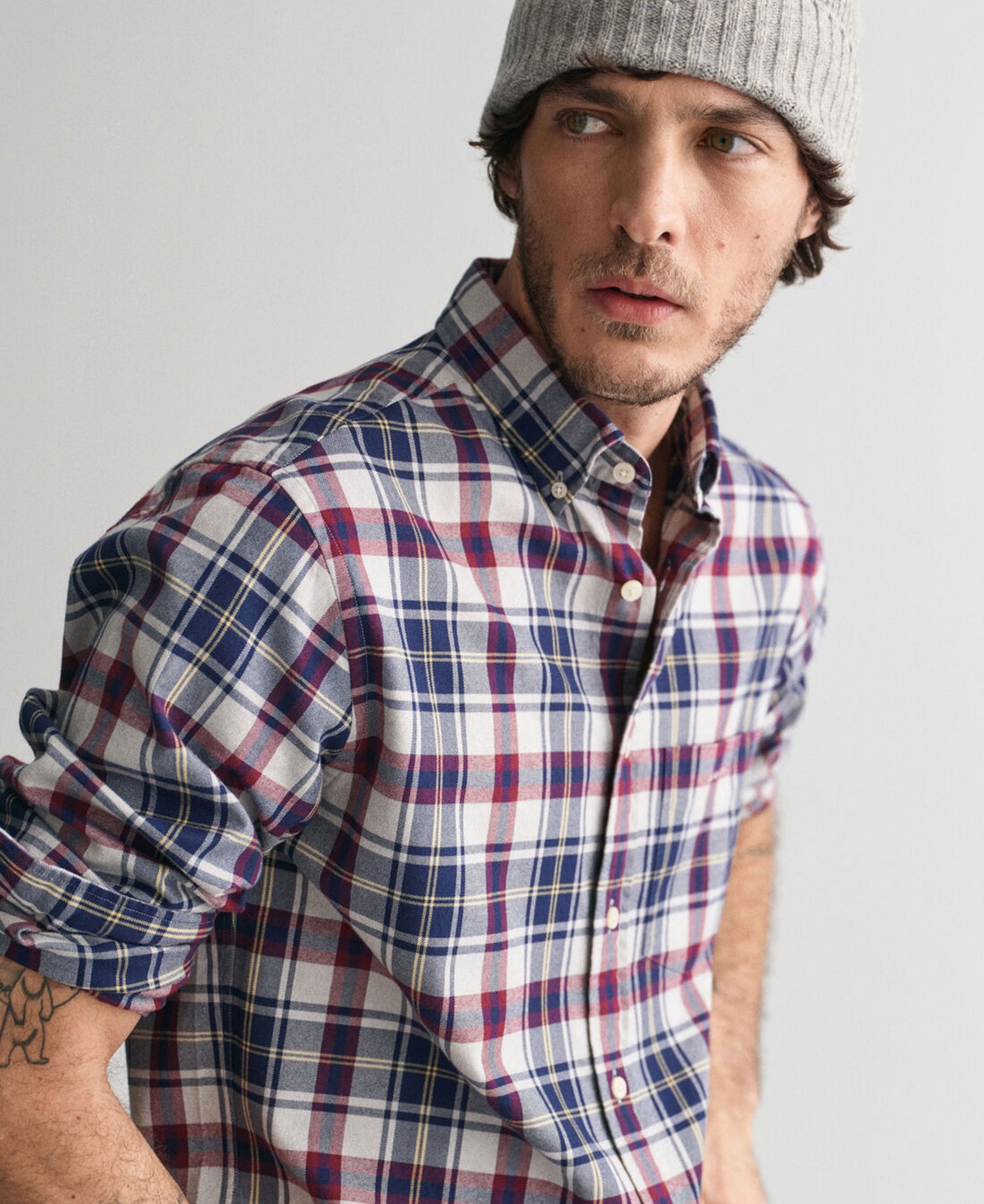 Regular Fit Jaspe Flannel Plaid Shirt - Persian Blue