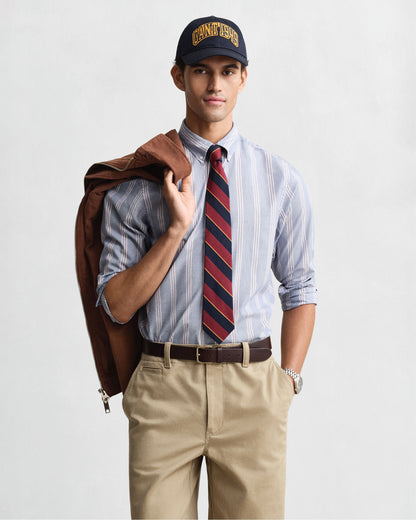 Regular Fit Poplin Fil-à-Fil Stripe Shirt - College Blue