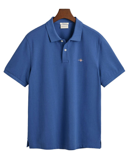 Regular Fit Shield Pique Polo Shirt - Vintage Blue