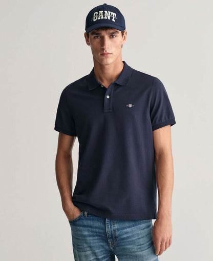 Regular Fit Shield Pique Polo Shirt - Evening Blue