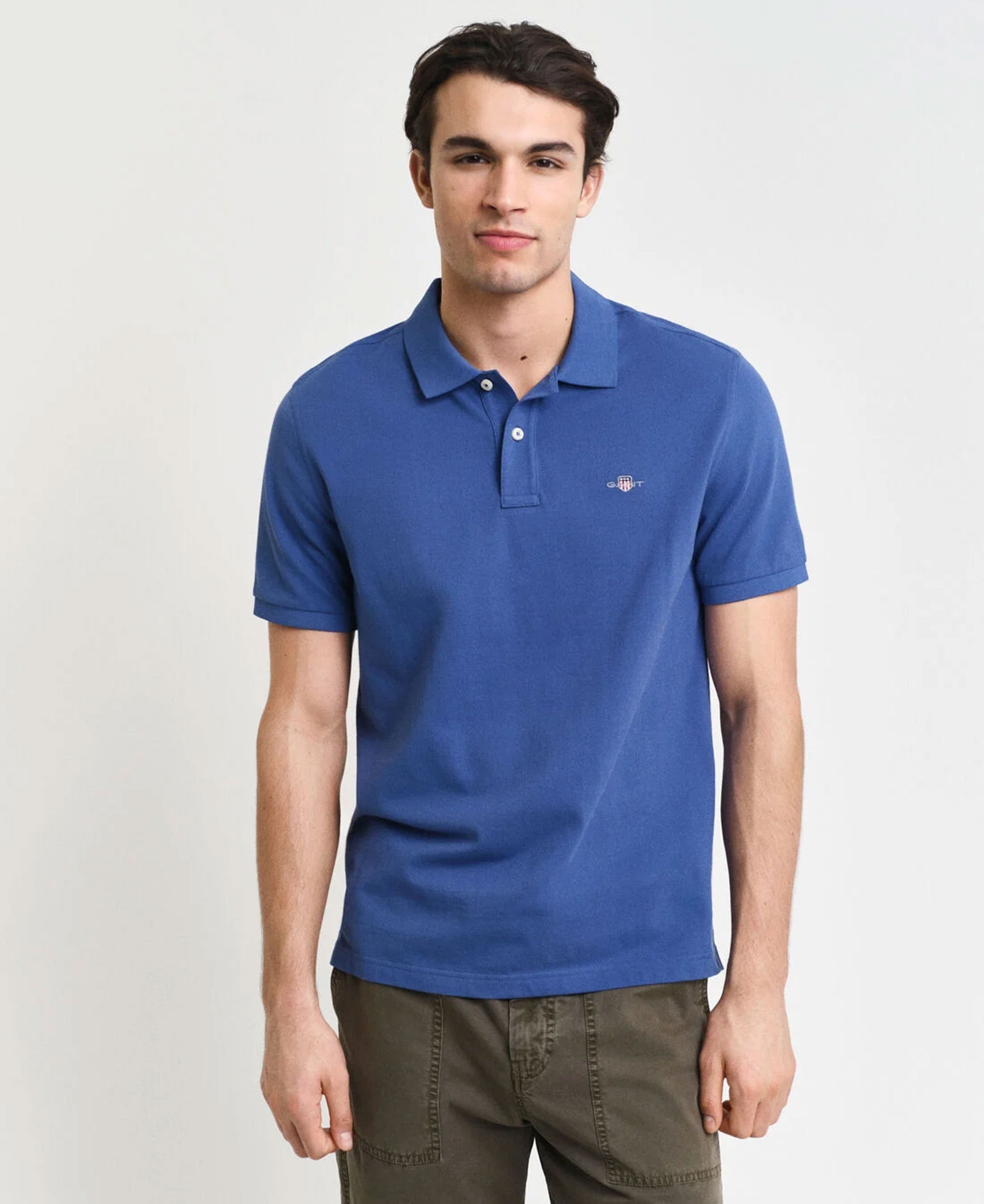 Regular Fit Shield Pique Polo Shirt - Vintage Blue