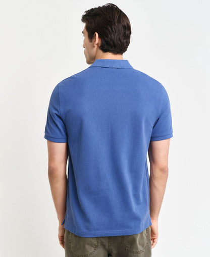 Regular Fit Shield Pique Polo Shirt - Vintage Blue