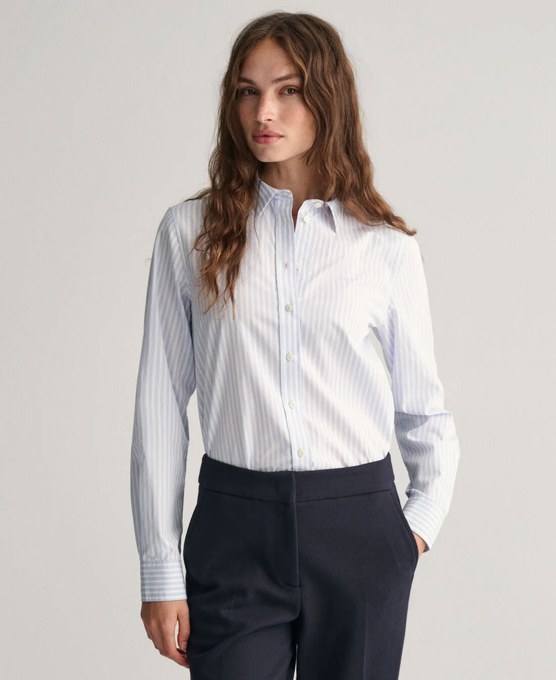 Regular Fit Classic Poplin Striped Shirt - Light Blue