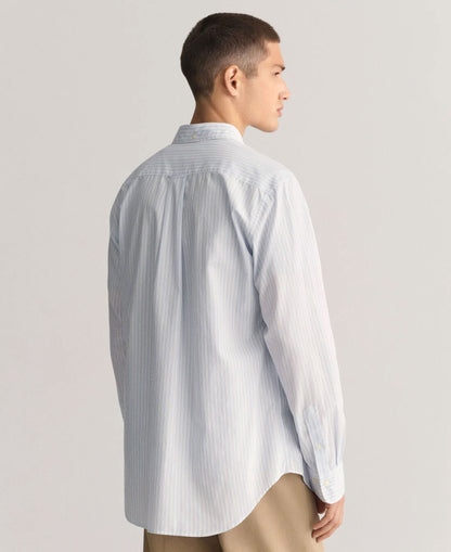 Regular Fit Classic Poplin Stripe Shirt - Light Blue