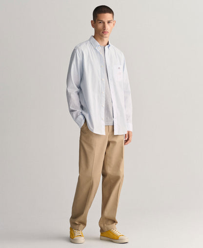 Regular Fit Classic Poplin Stripe Shirt - Light Blue