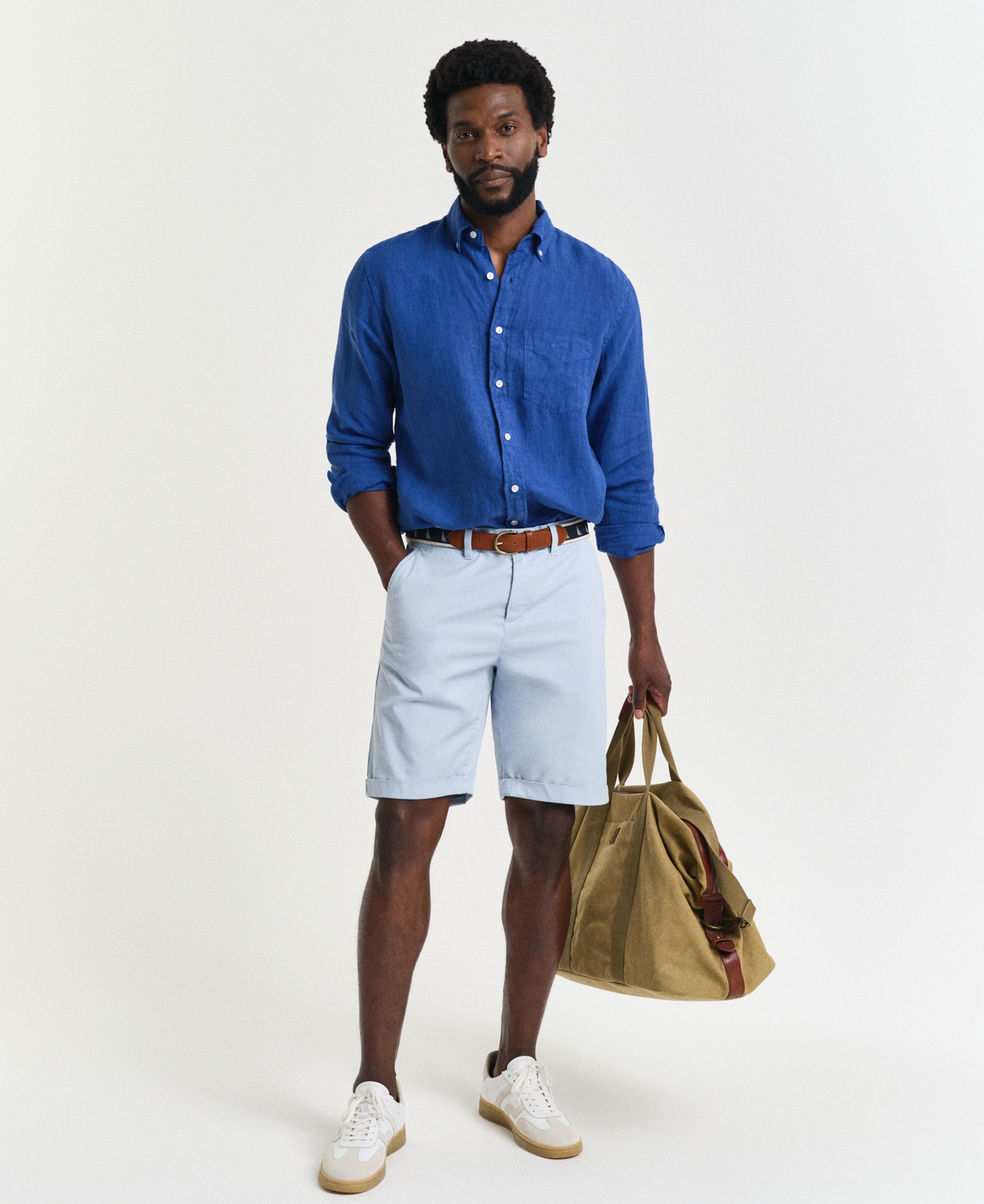 Regular Fit Sunfaded Chino Shorts - Fresh Blue