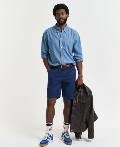 Regular Fit Sunfaded Chino Shorts - Persian Blue