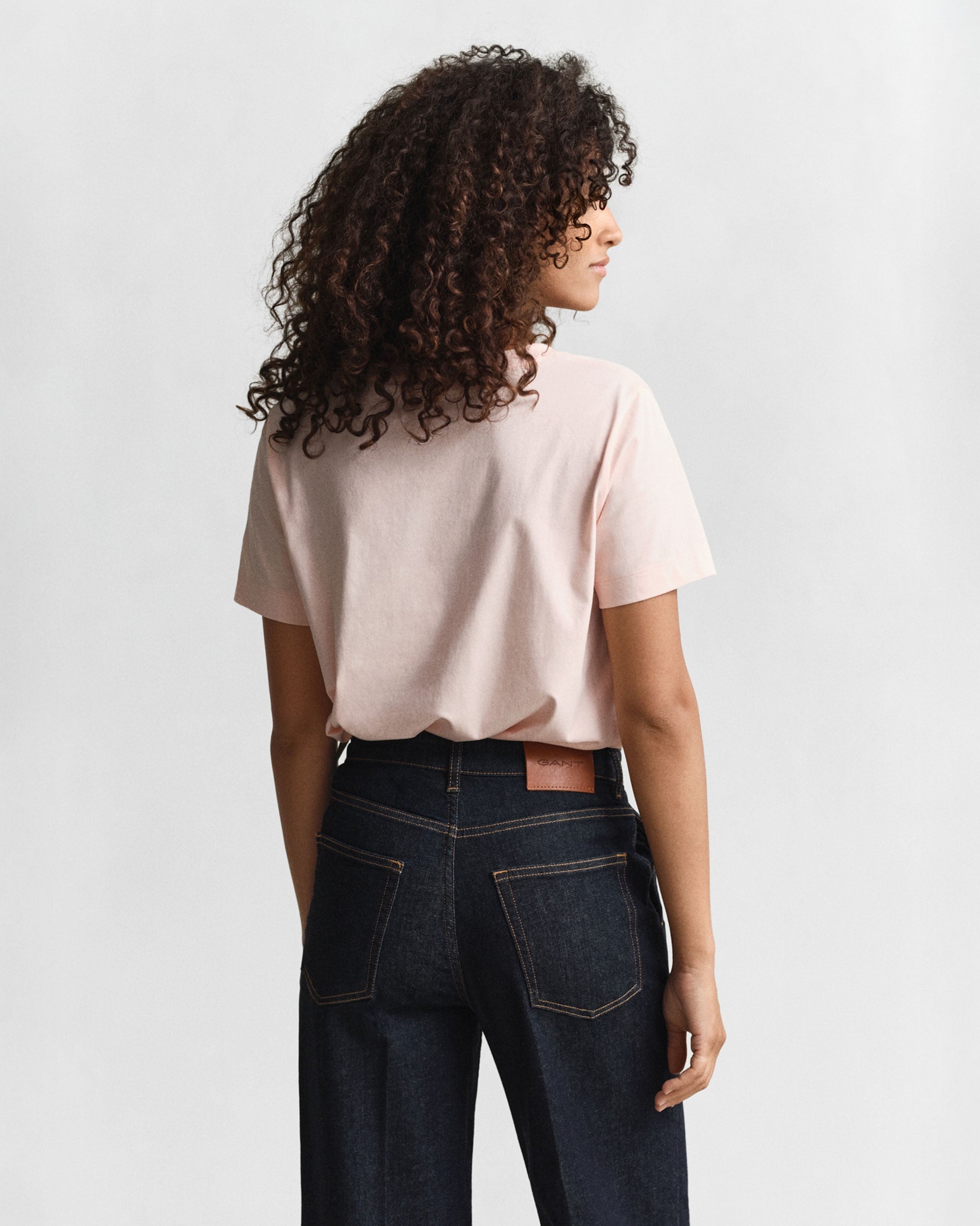 Regular Fit Shield Short Sleeve V-Neck T-Shirt - Apricot Pink