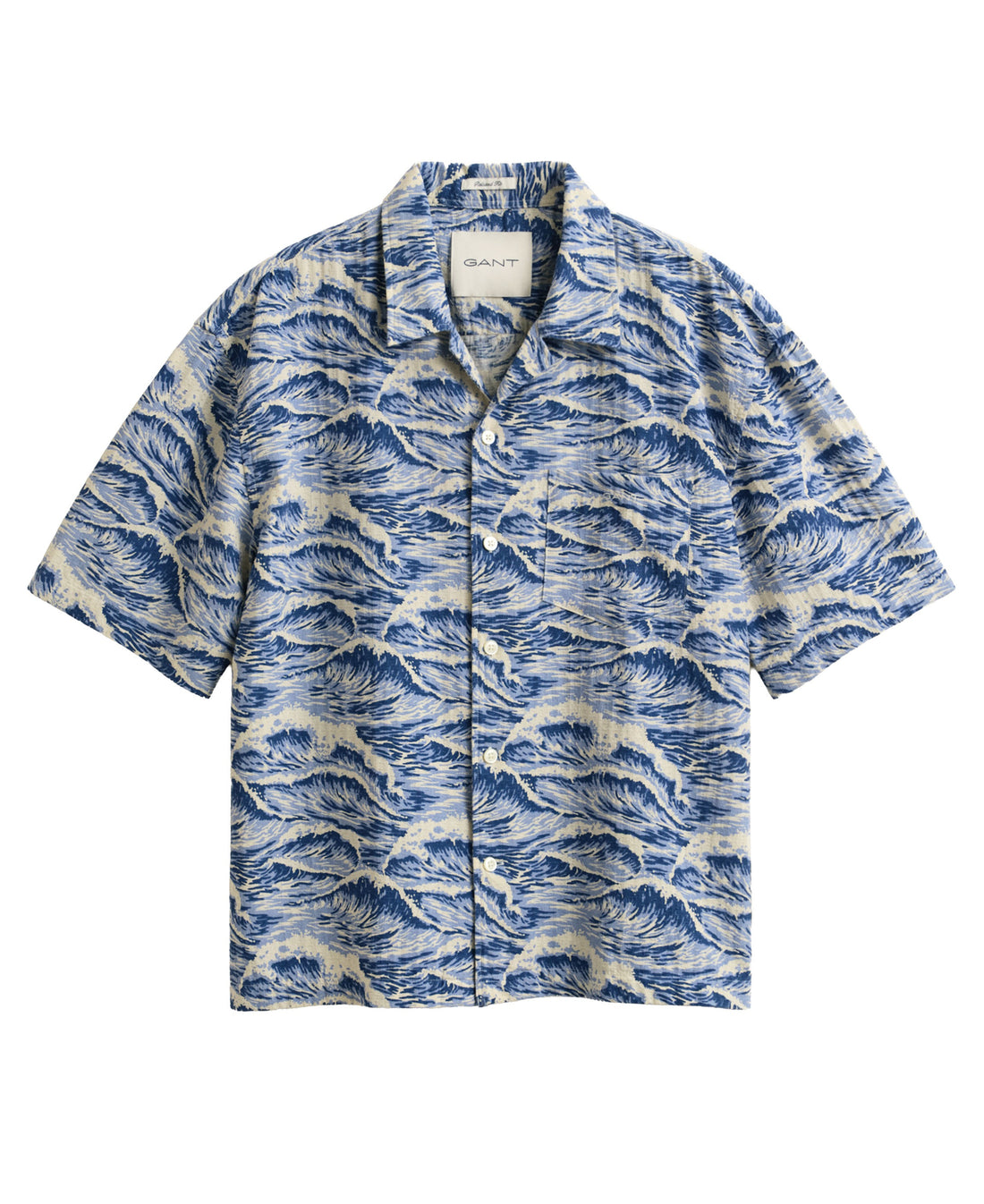 Rel Aop Camp Collar Short Sleeve Shirt - Vintage Blue