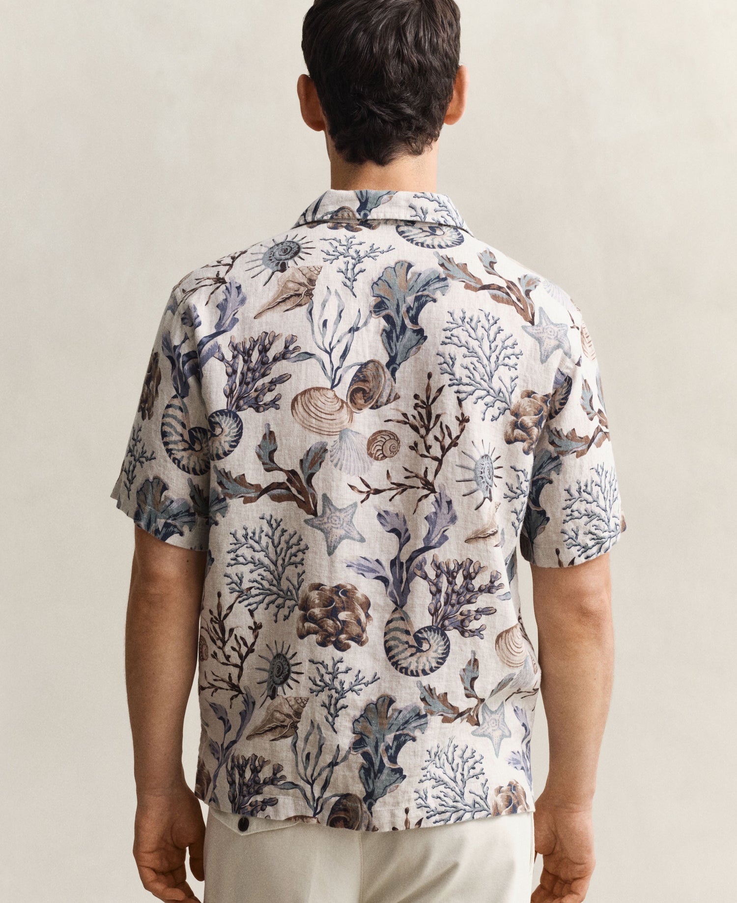 Regular All Over Print Camp Collar Shirt - Oat Beige