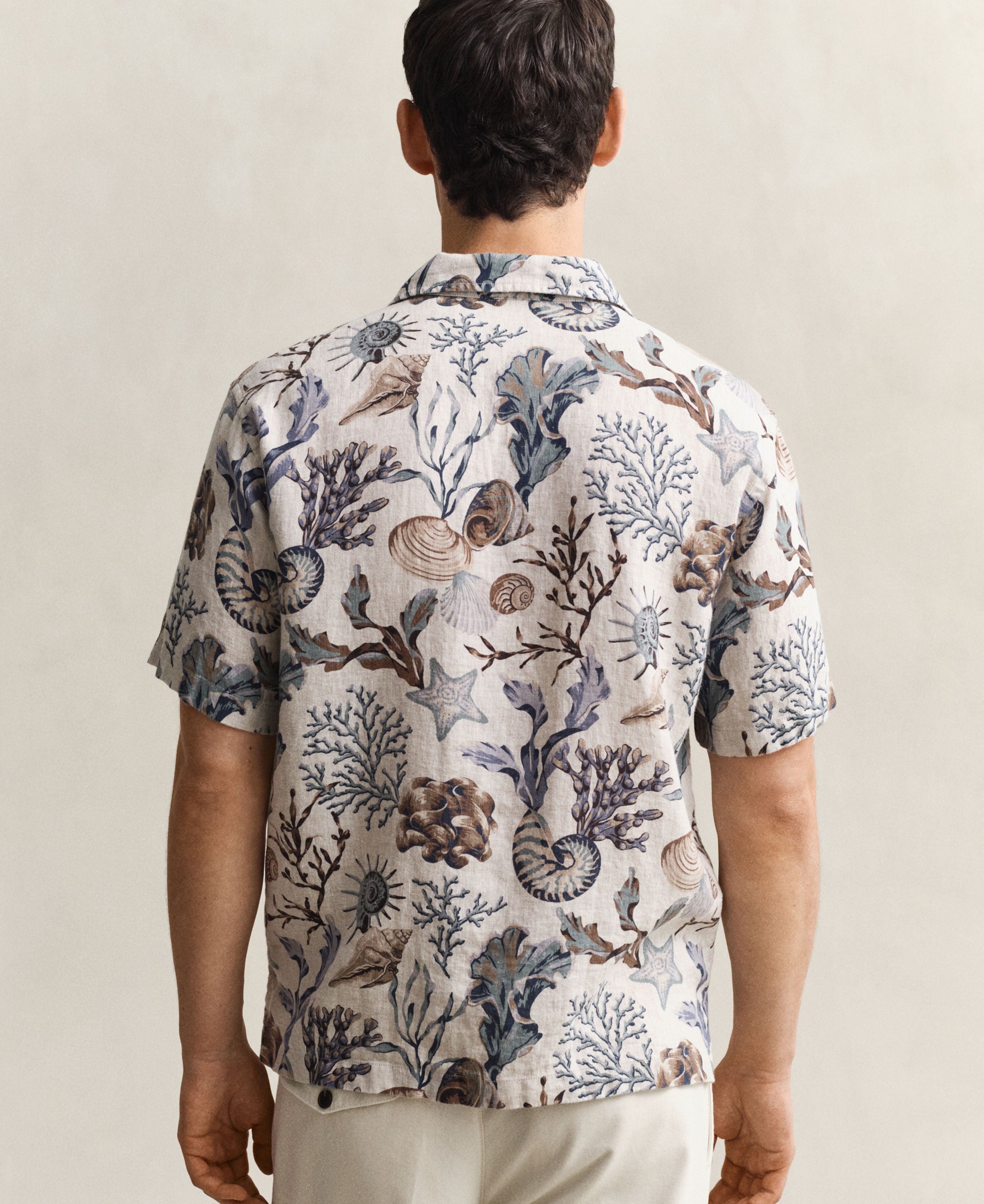 Regular All Over Print Camp Collar Shirt - Oat Beige