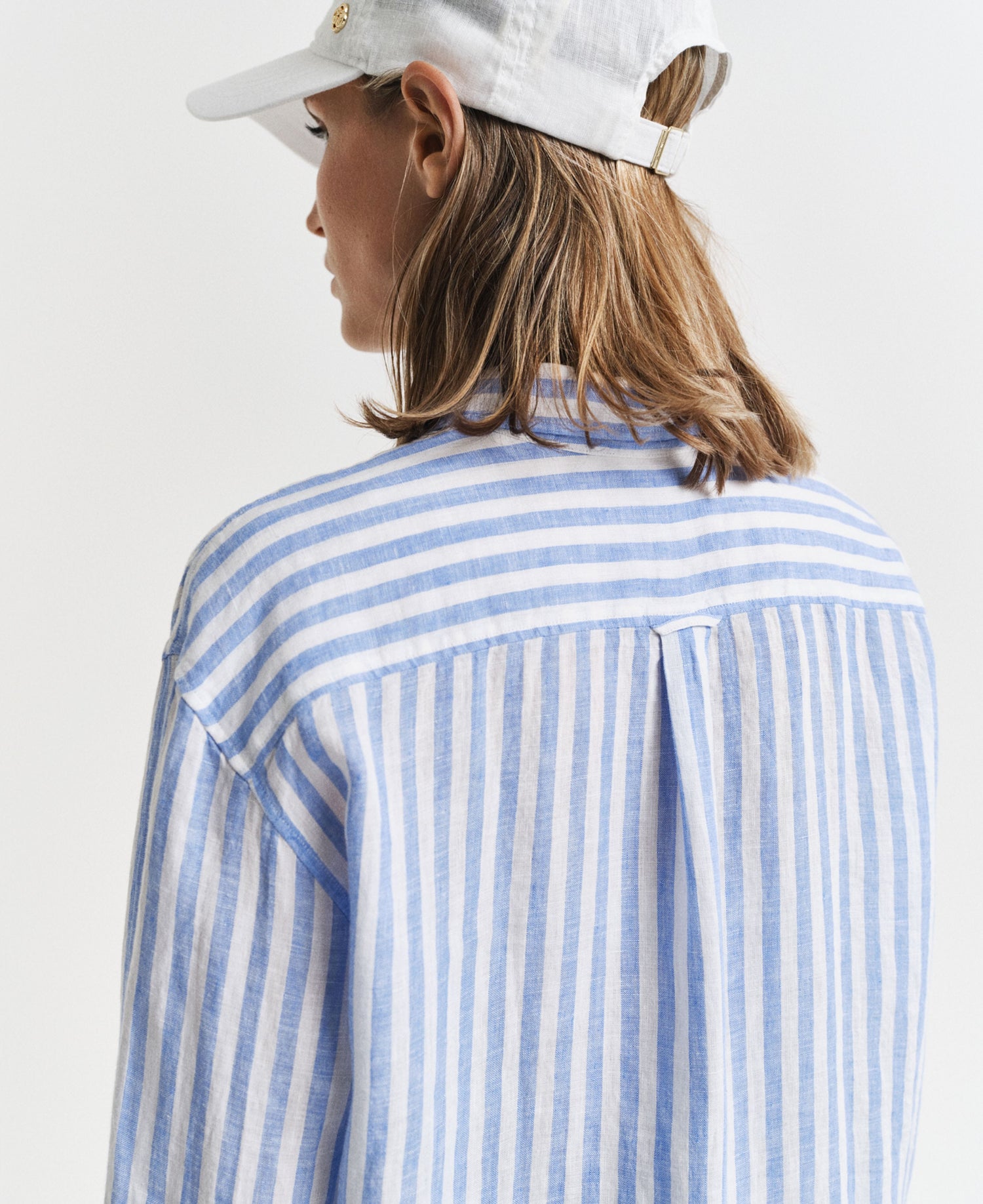 Relaxed Fit Striped Linen Shirt - Perfect Blue