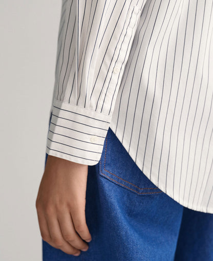 Relaxed Fit Striped Poplin Shirt - White