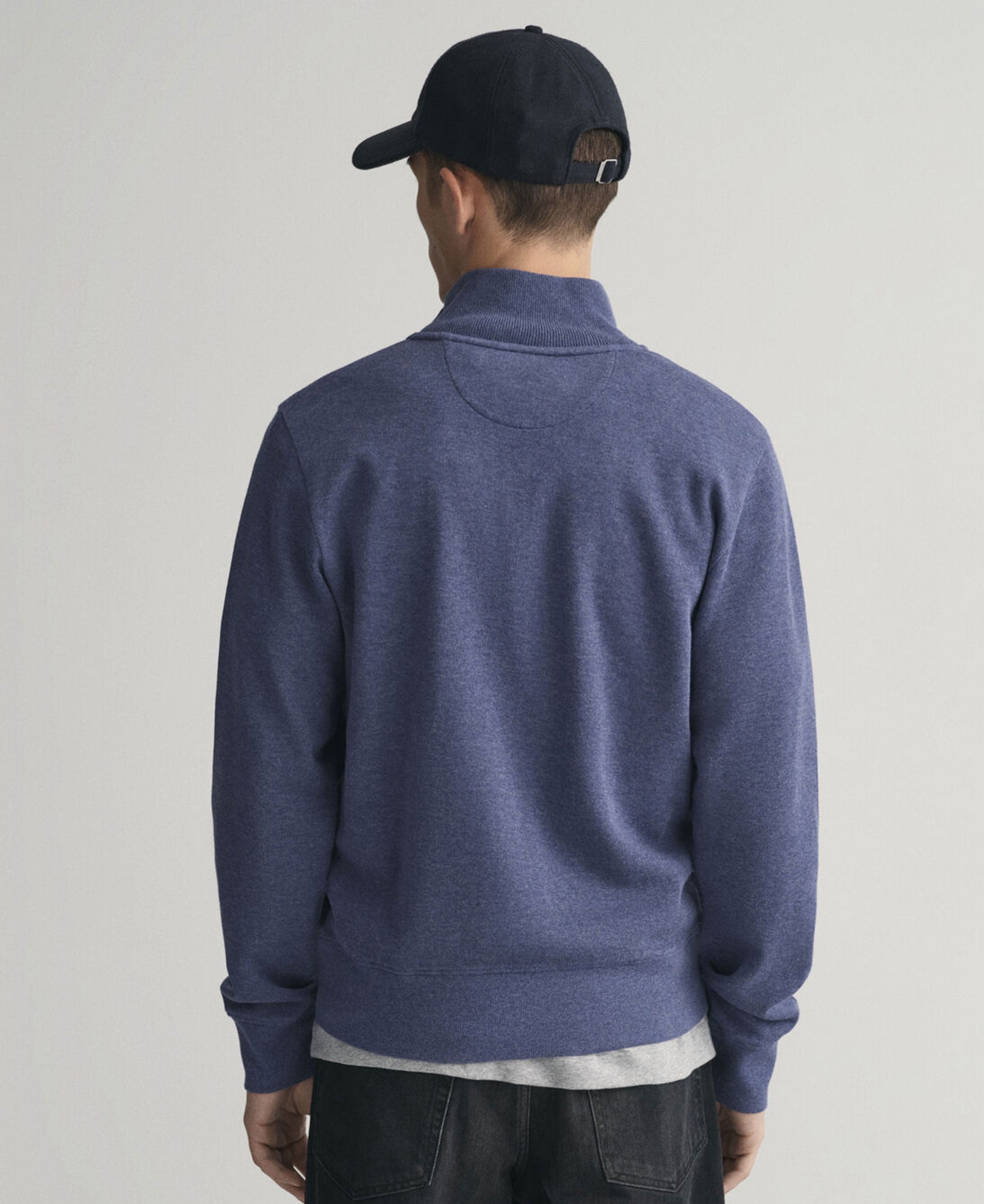 Sacker Rib Half Zip Sweatshirt - Dark Jeansblue Melange