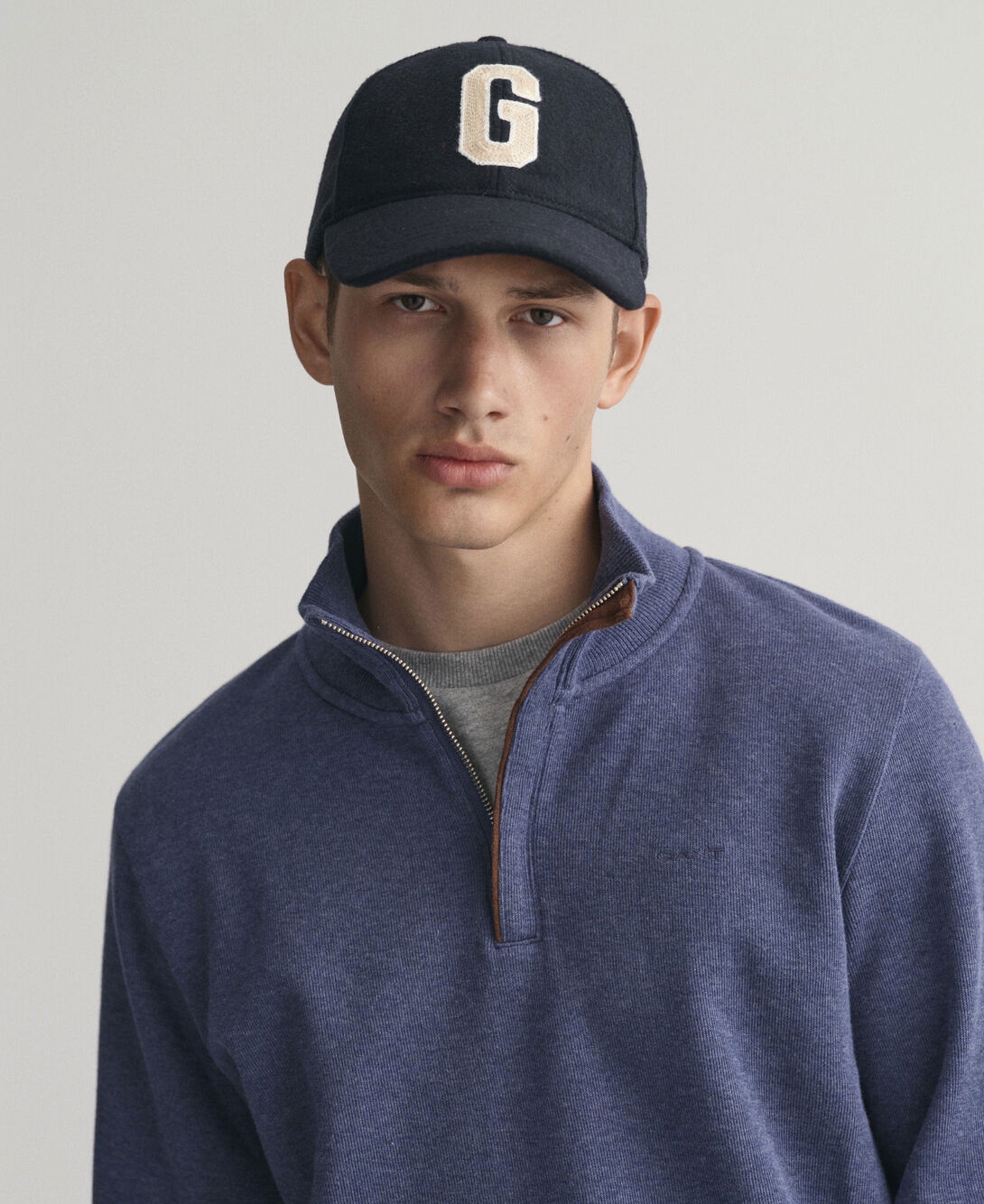 Sacker Rib Half Zip Sweatshirt - Dark Jeansblue Melange