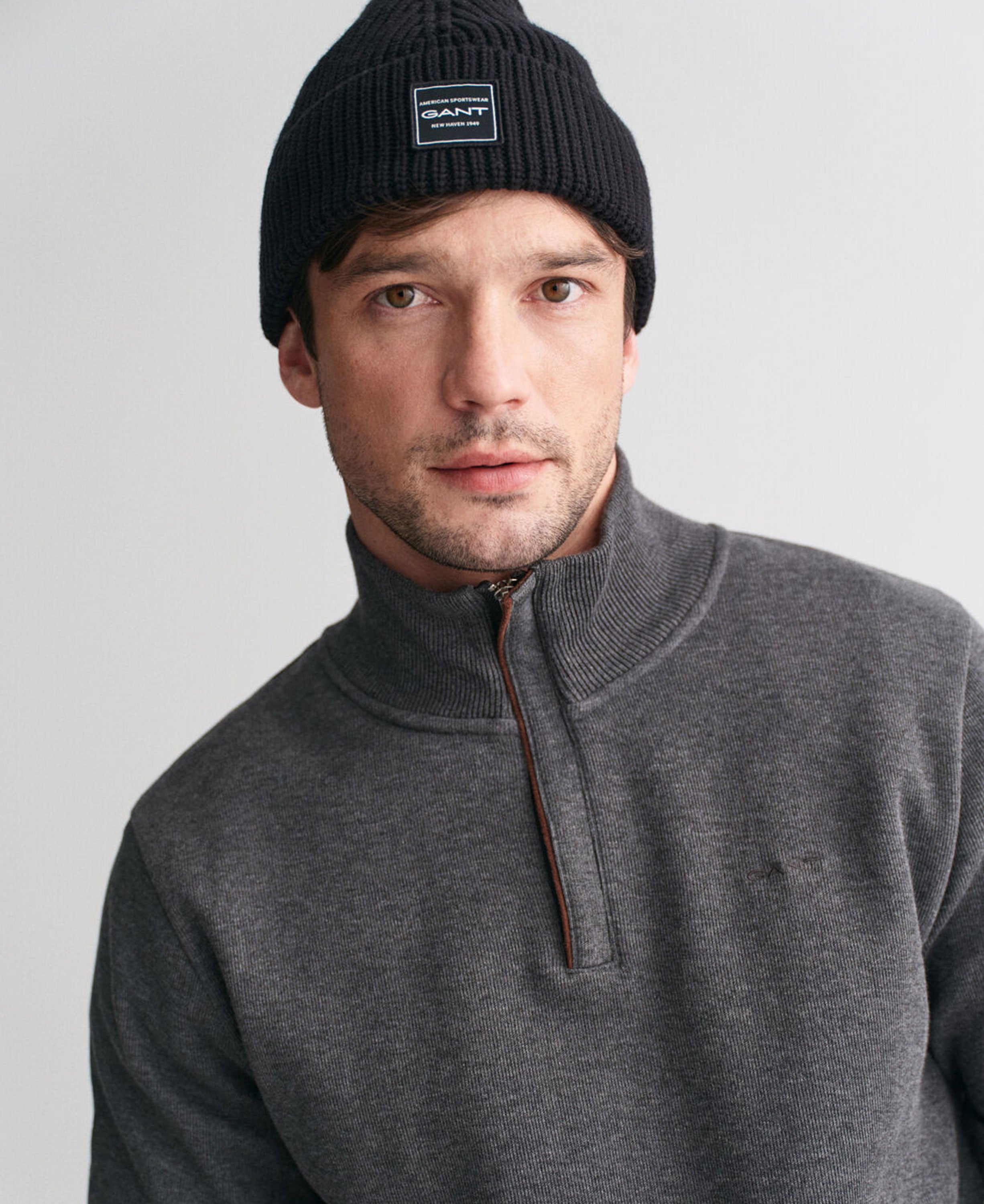 Sacker Rib Half Zip Sweatshirt - Antracit Melange