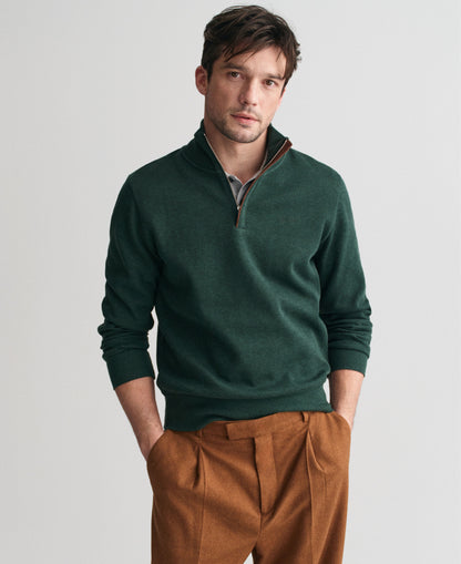 Sacker Rib Half Zip Sweatshirt - Tartan Green