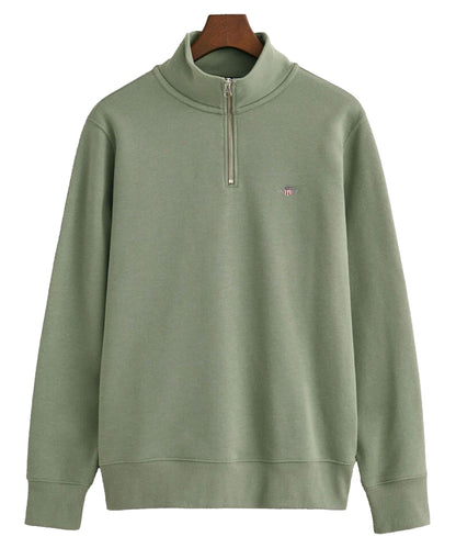 Regular Fit Shield Half Zip Sweatshirt - Dry Green