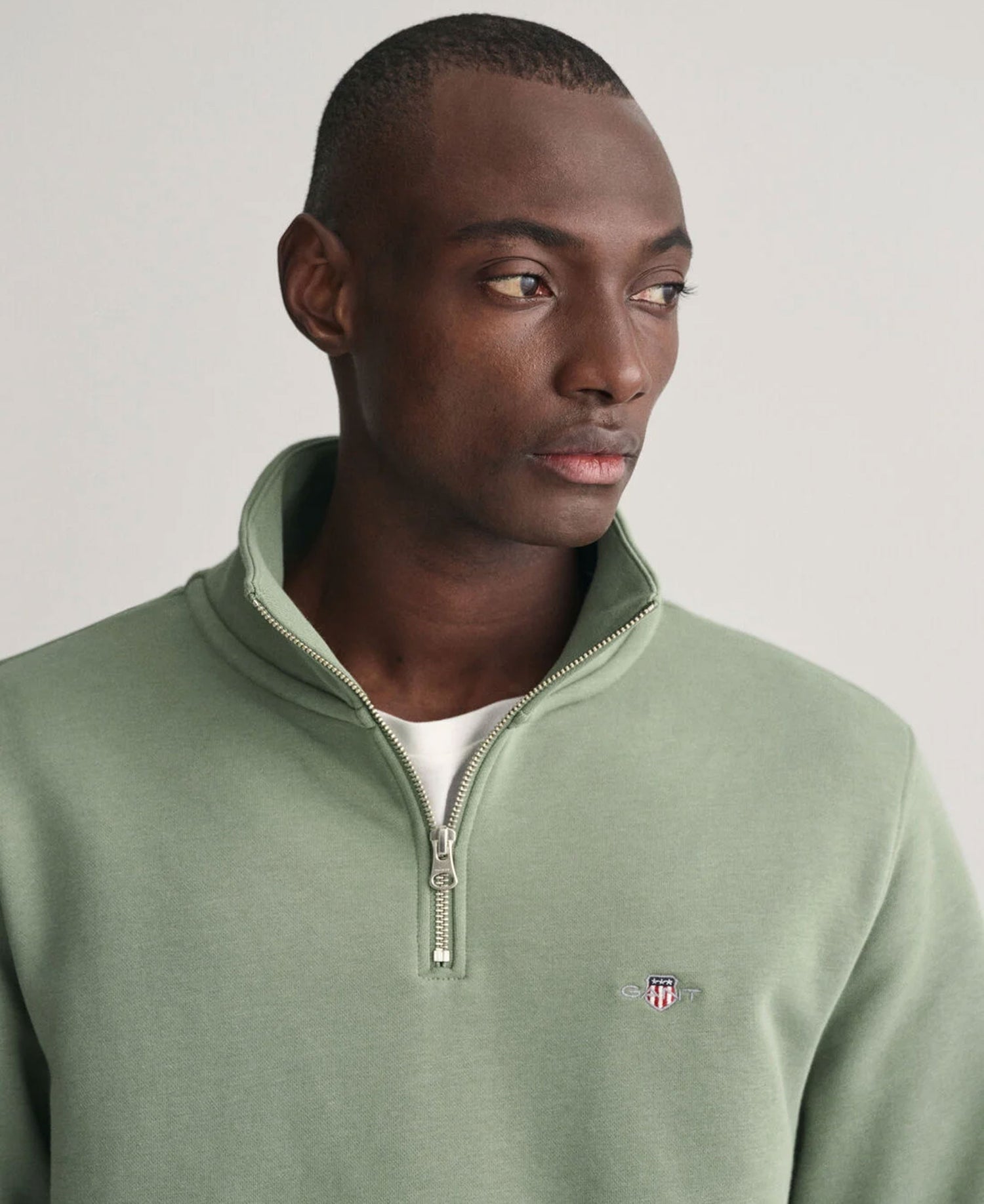 Regular Fit Shield Half Zip Sweatshirt - Dry Green