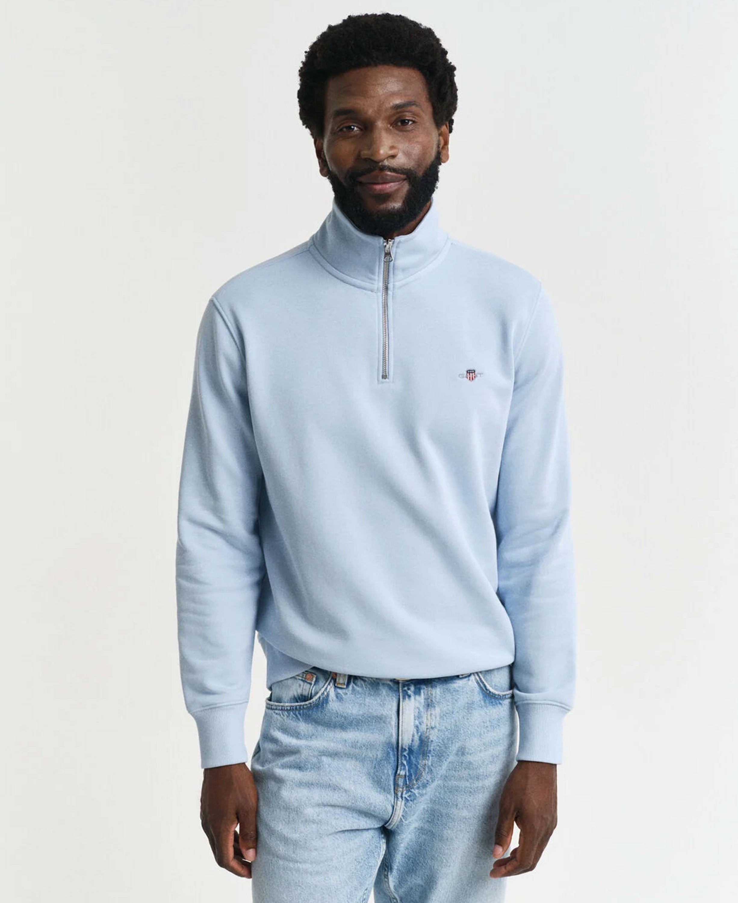 Regular Fit Shield Half Zip Sweatshirt - Fresh Blue