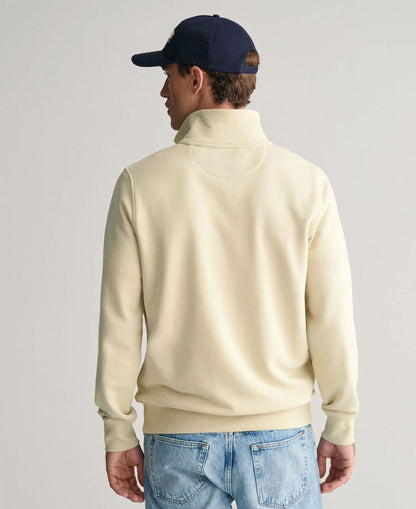 Regular Fit Shield Half Zip Sweatshirt - Silky Beige