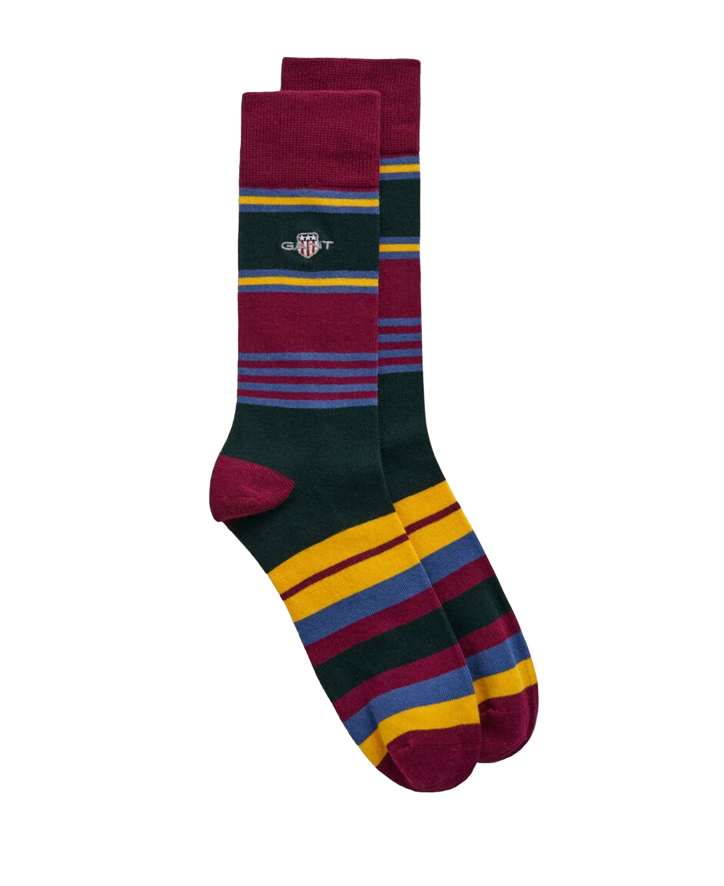 Shield Rugger Stripe Socks - Rich Wine