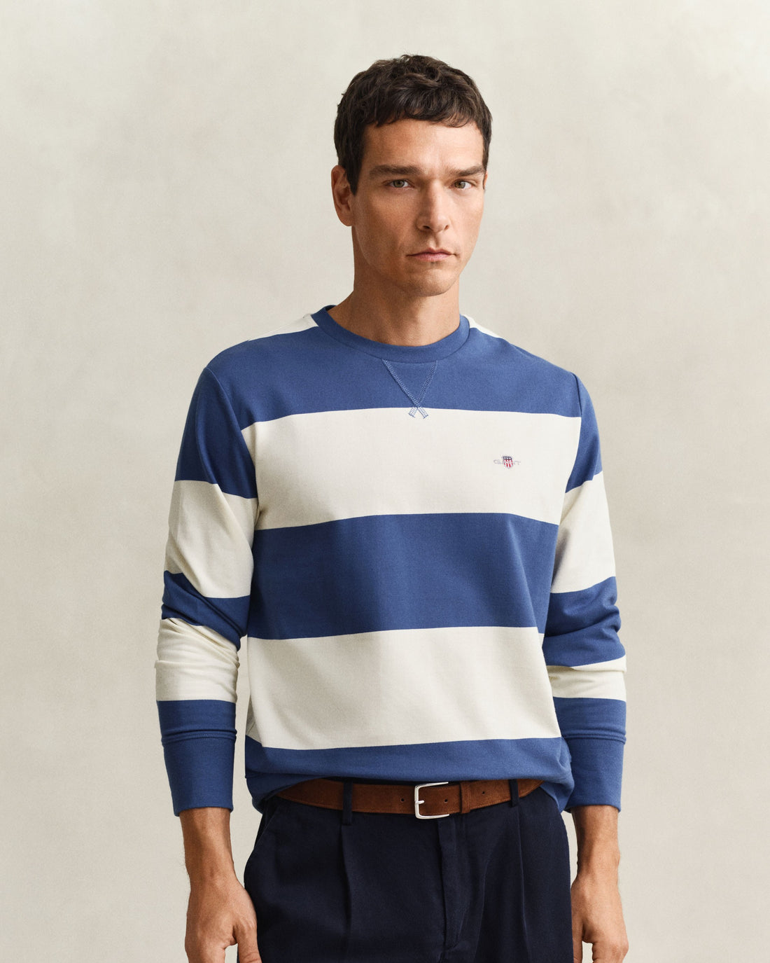 Striped C-Neck - Vintage Blue