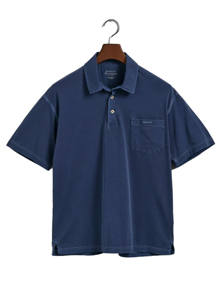 Sunfaded Jersey Polo Shirt - Persian Blue