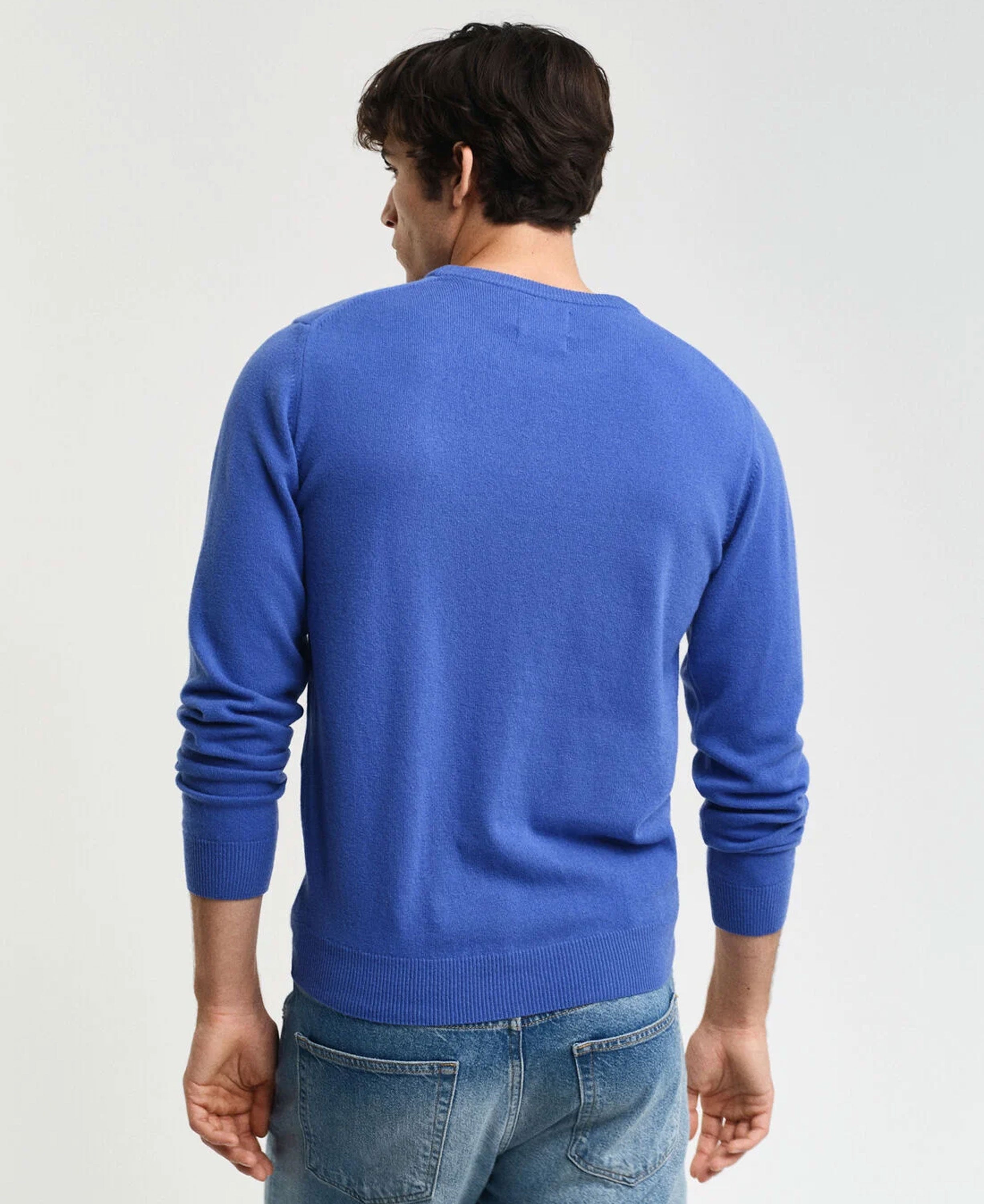 Superfine Lambswool Crew Neck Sweater - Rich Blue