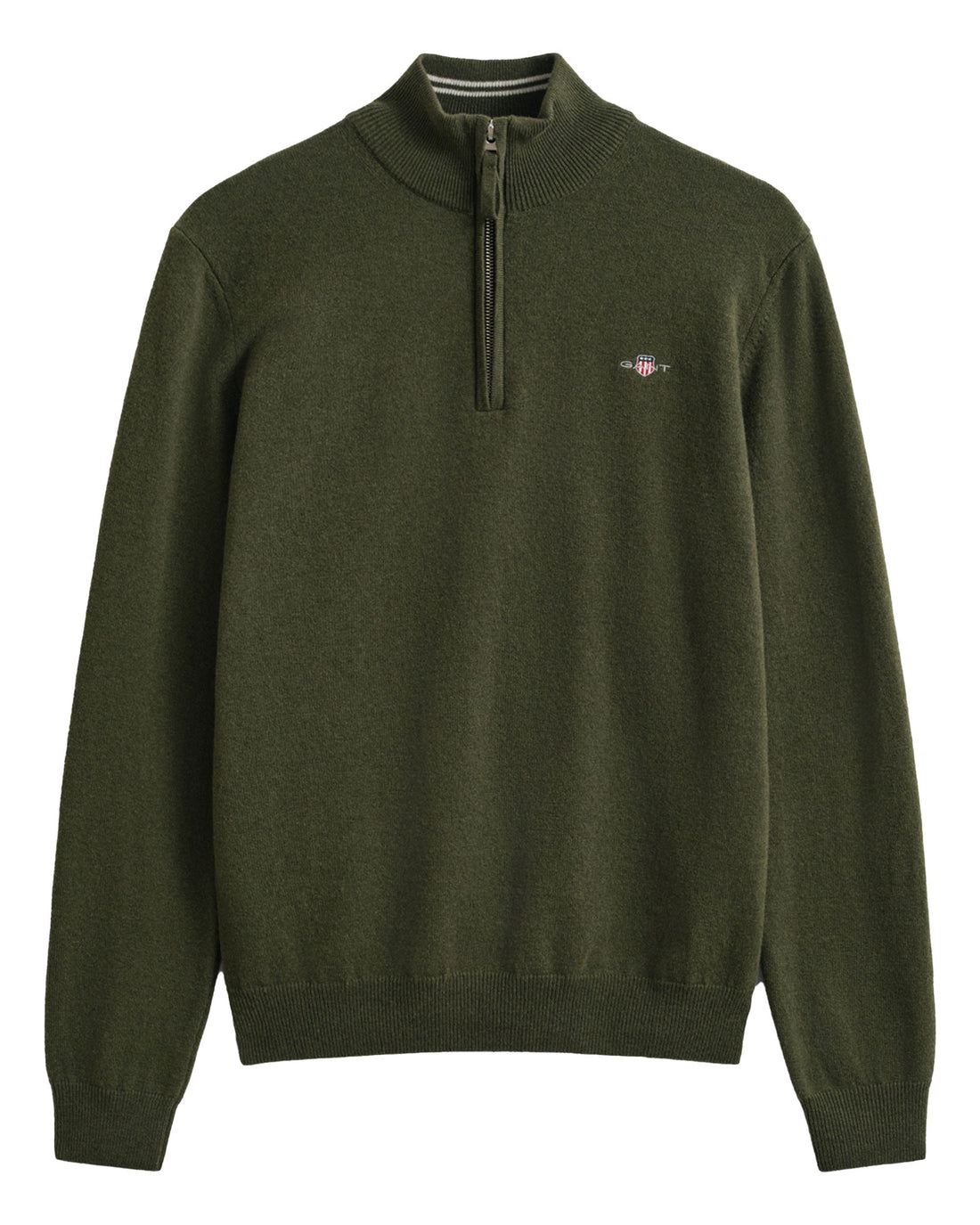 Superfine Lambswool Half Zip - Khaki Green Melange