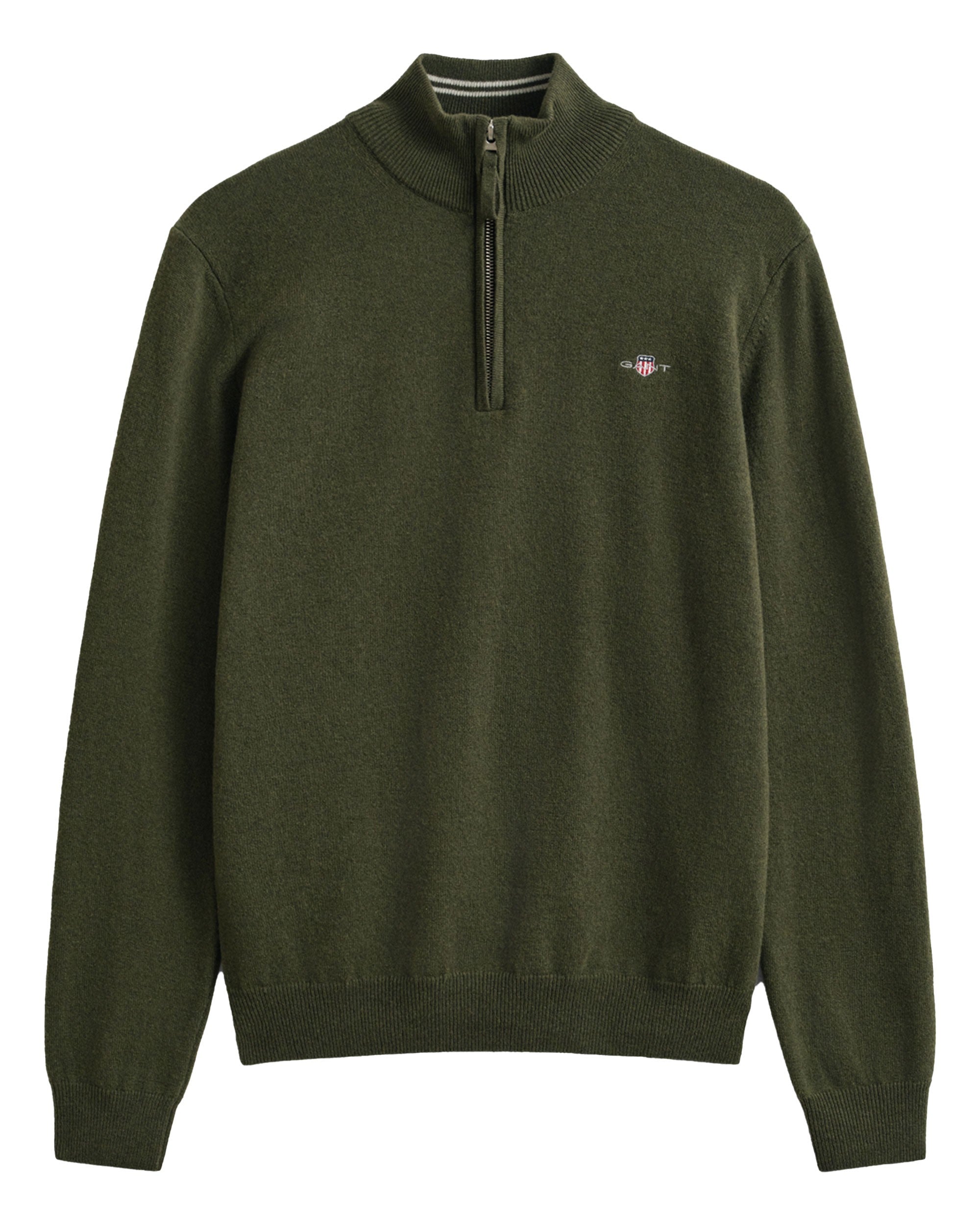 Superfine Lambswool Half Zip - Khaki Green Melange