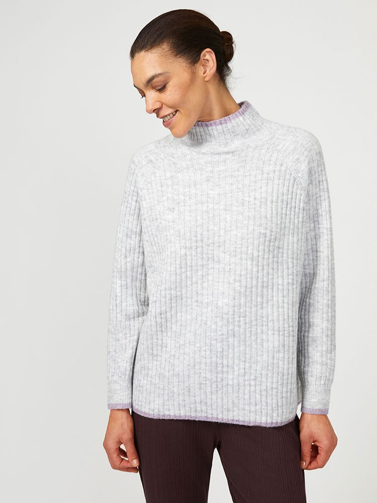Carice Mock Neck Knit - Grey/Lavender Marl