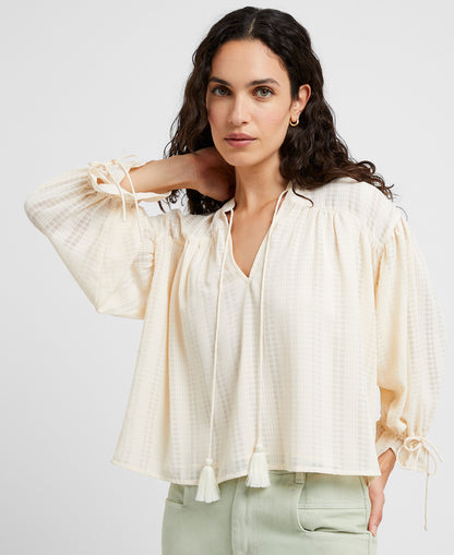 Desert Check Blouse - Ecru