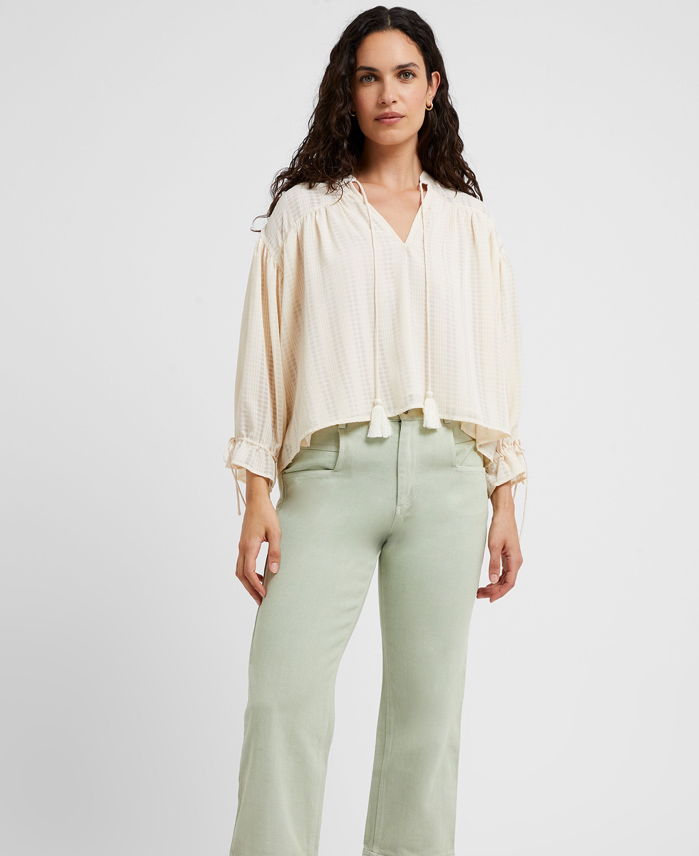 Desert Check Blouse - Ecru