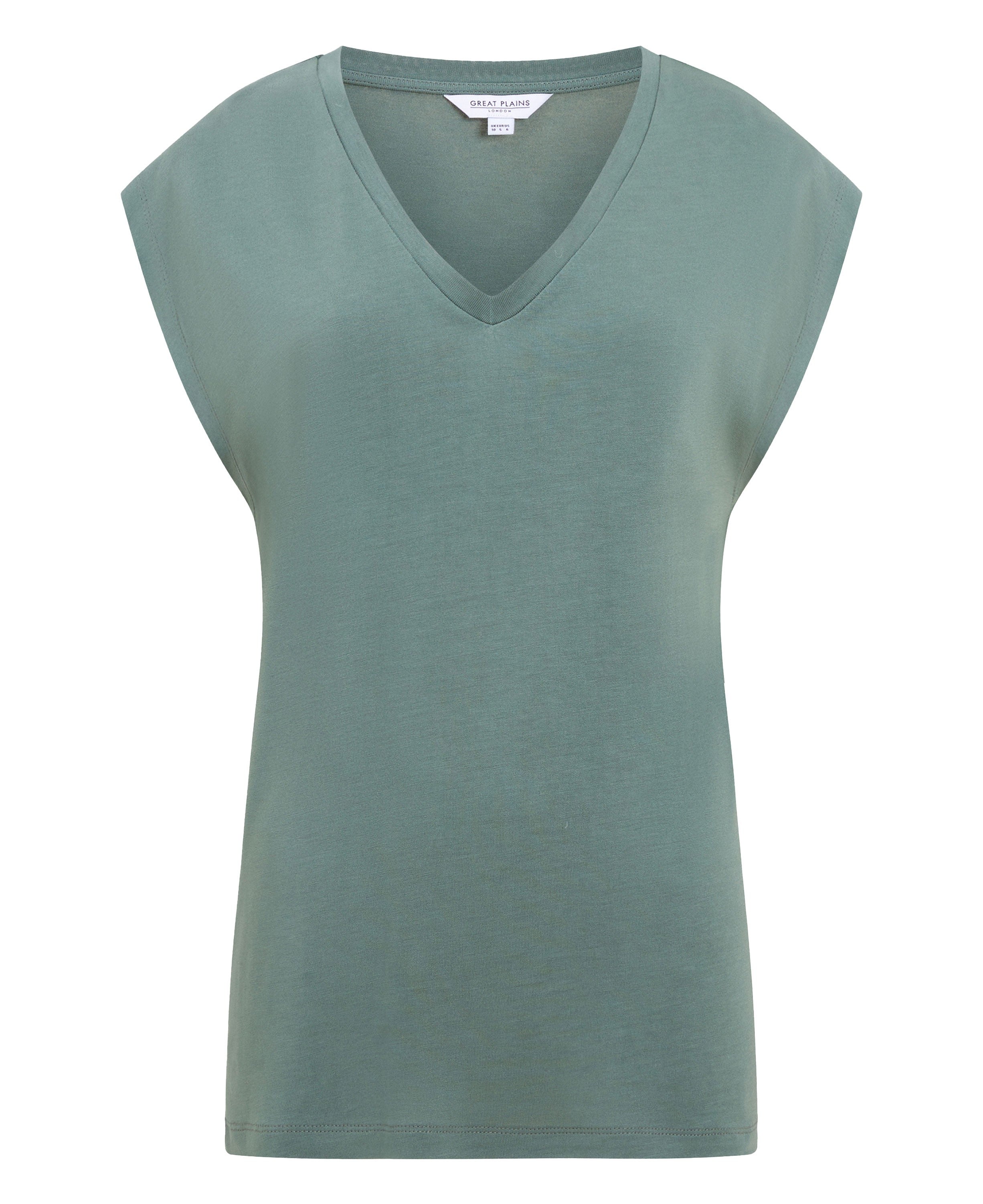 Soft Touch Eco Jersey V-Neck Top - Tropical Green
