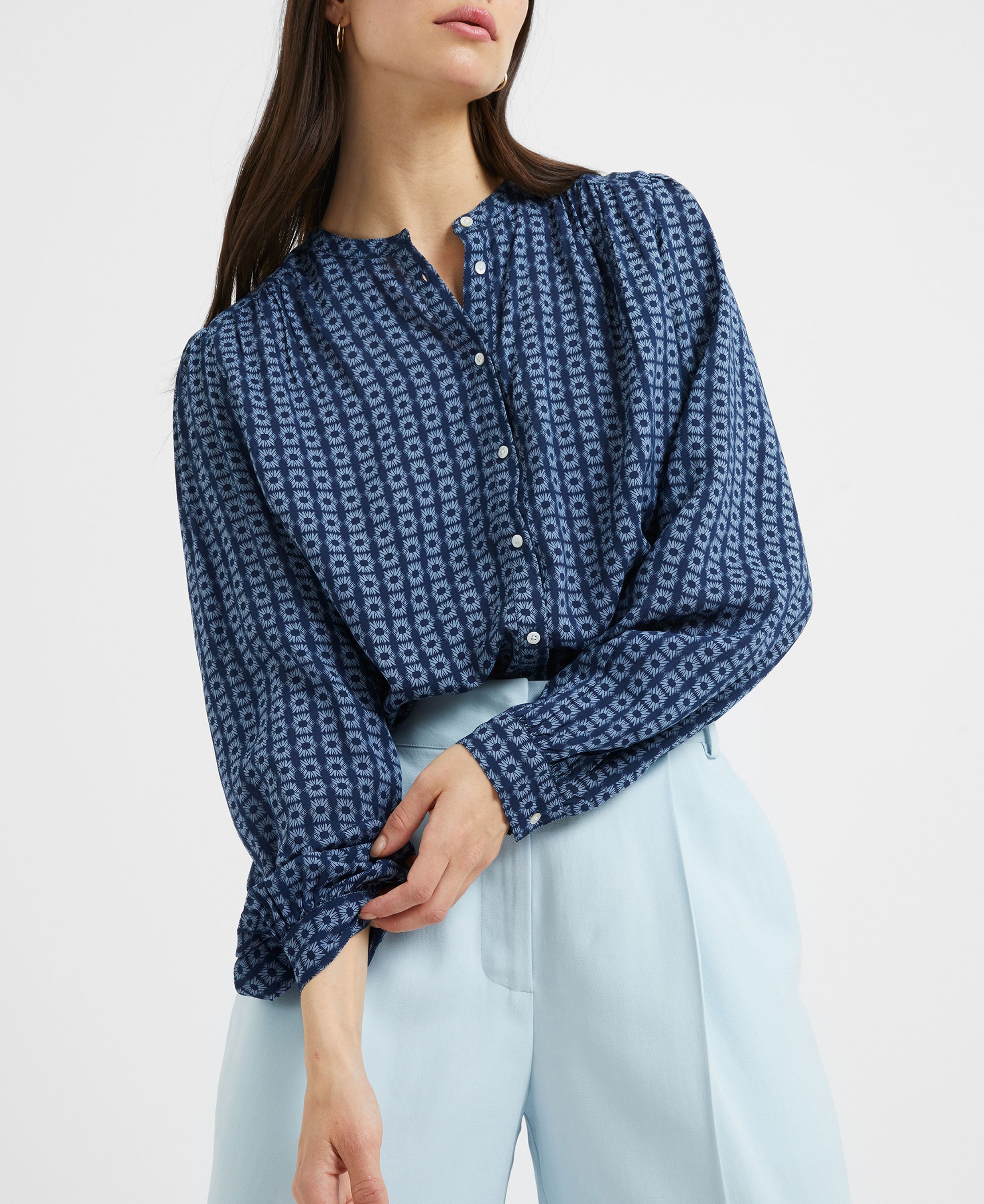 Tangier Tile Blouse - Summer Navy Lake Blue