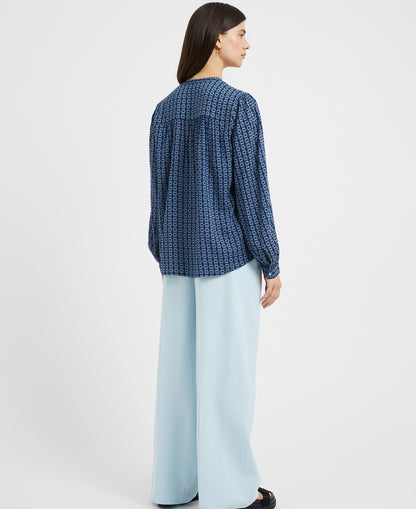 Tangier Tile Blouse - Summer Navy Lake Blue