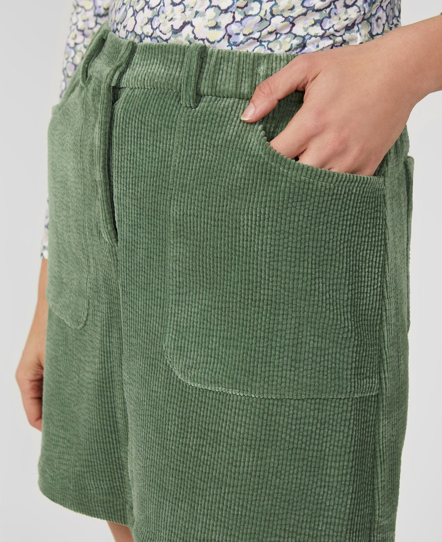 Winter Cord Mini Skirt - Artichoke