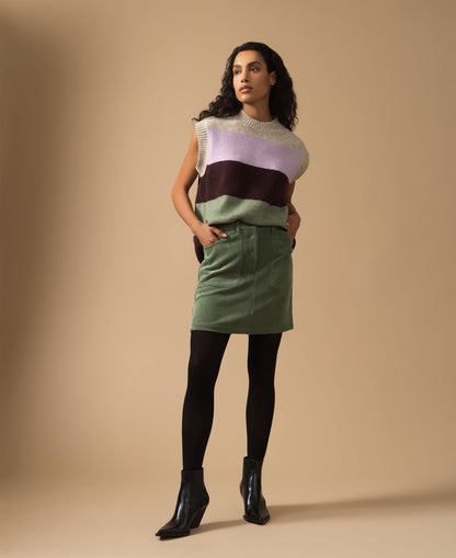Winter Cord Mini Skirt - Artichoke