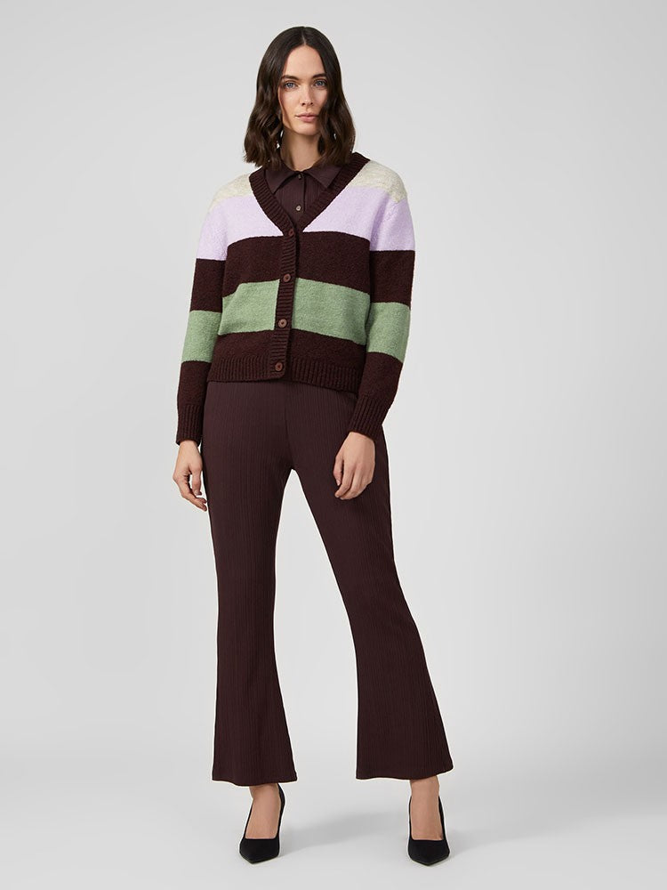 Winter Stripe Knit Cardigan - Lavender Multi
