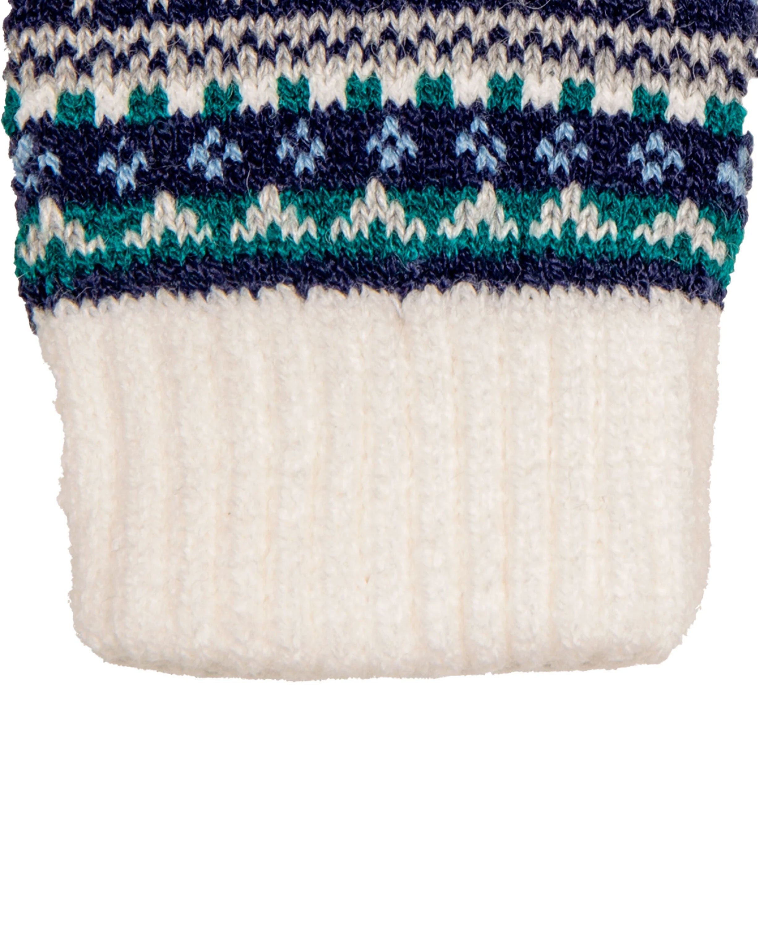 Half Finger Knitted Gloves With Abstract Pattern - Winter White