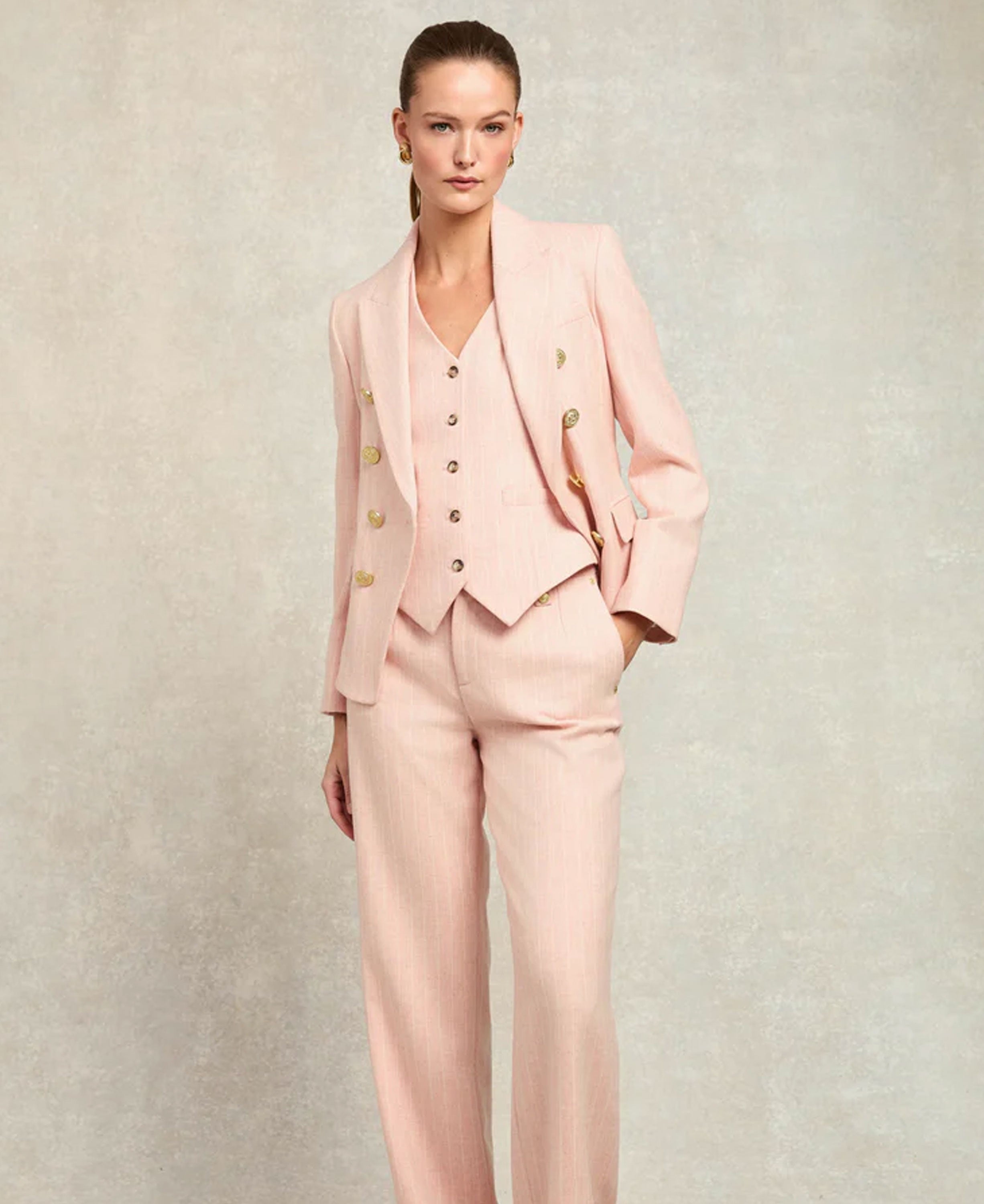 Hampton Waistcoat - Pink Chalk Pinstripe