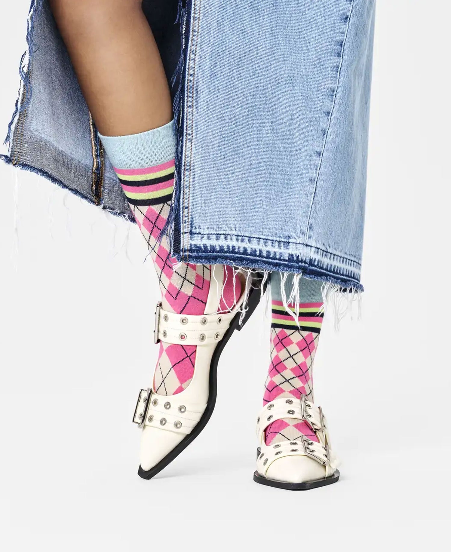 Mixed Argyle Socks - Pink