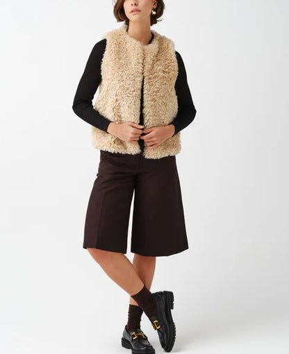 Faux Sheepskin Gilet - Cream Faux Sheepskin
