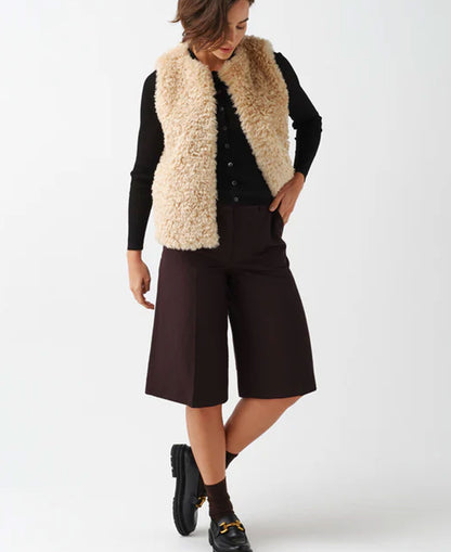 Faux Sheepskin Gilet - Cream Faux Sheepskin
