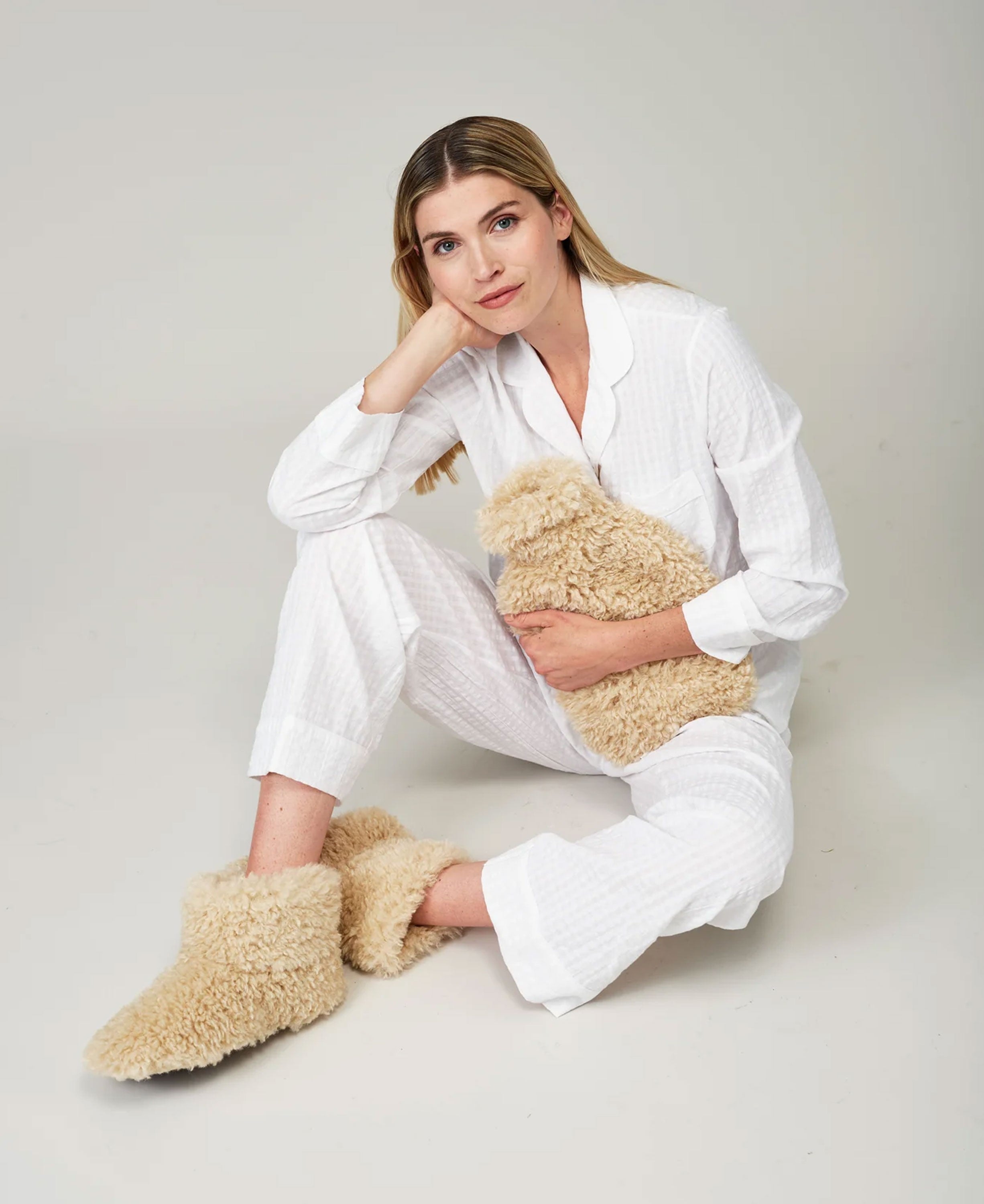 Hot Water Bottle - Cream Faux Sheepskin