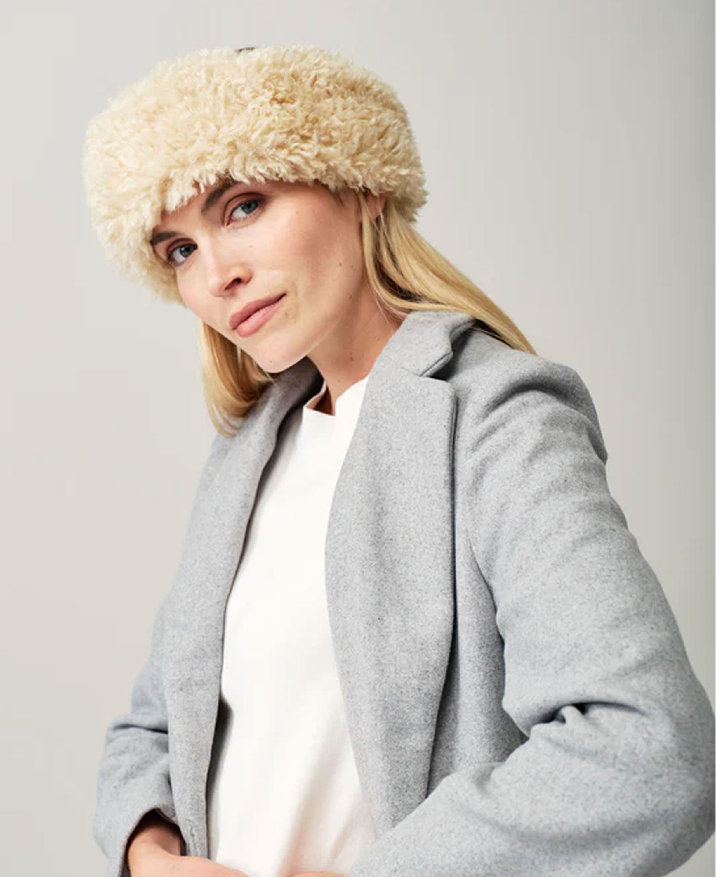 Huff Headband - Cream Faux Sheepskin